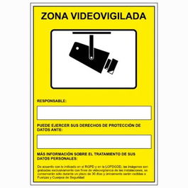 Archivo 2000 Señal Cámaras De Vigilancia En Grabación Las 24 Horas 210x297 PVC Amarillo