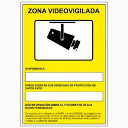 Archivo 2000 Señal Cámaras de Vigilancia en Grabación las 24 Horas Amarillo 210x297 mm