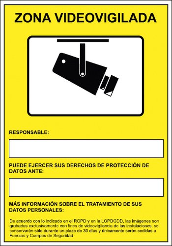 Archivo 2000 Señal Cámaras de Vigilancia en Grabación las 24 Horas Amarillo 210x297 mm