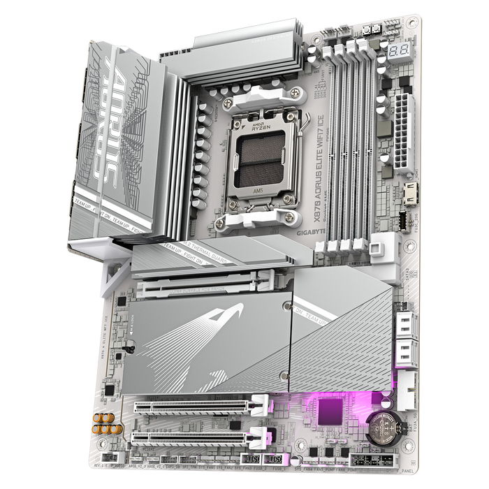 Gigabyte Placa Base X870 AORUS ELITE WF7 ICE AM5 para CPUs AMD Ryzen, VRM 16+2+2, DDR5 8200MHz OC, Wi-Fi 7, ATX