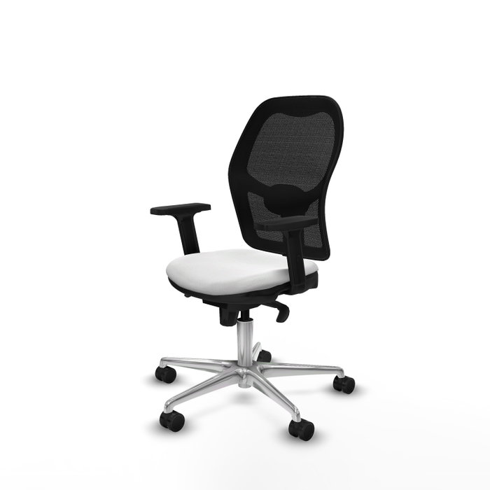 PIQUERAS Y CRESPO Silla de oficina Jorquera con mecanismo Sincro, Tela Blanca y Malla Negra
