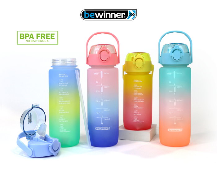 Bewinner Botella Sport Agua Multicolor 600 ml - 8,1 cm Ancho x 20,1 cm Alto x 9,7 cm Largo (12 Unidades)