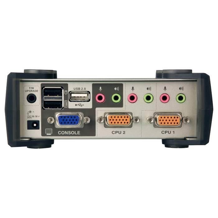 ATEN KVM Switch KVMP 2 Puertos, Conmutador USB/PS/2 para 2 PC con Hub USB 2.0, Audio, OSD y Cables Incluidos, Negro Metálico, Resolución 2048x1536
