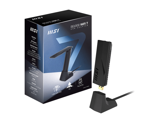 MSI BE6500 Adaptador WiFi 7 USB Tribanda Negro