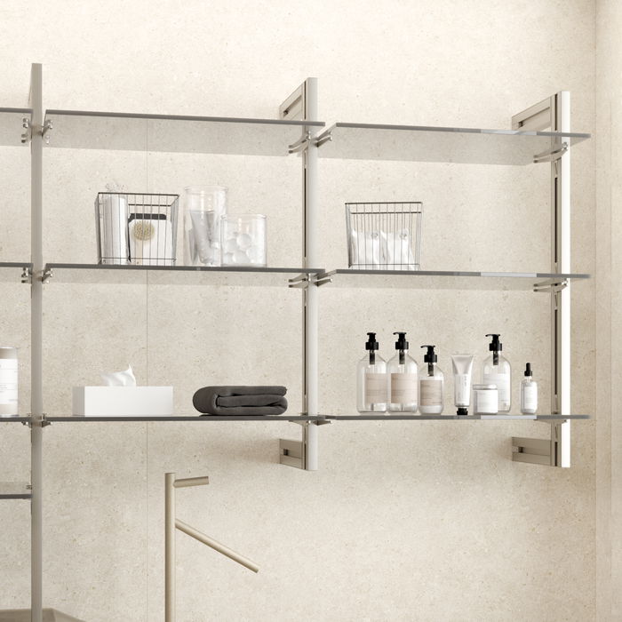 Emuca Kit de estructura modular Zero con herrajes para el montaje de fijación a pared, Aluminio y Zamak, Pintado color gris piedra