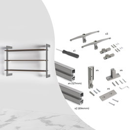 Emuca Kit de estructura modular Zero con herrajes para el montaje de fijación a pared, Aluminio y Zamak, Pintado color gris piedra