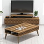 Hanah Home Conjunto Muebles Salón Nogal, Elegancia Tradicional Americana, Mueble TV y Mesa Centro, Melamina 18mm, 140x48.8x41.8cm y 105x36.6x60cm