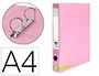Liderpapel Carpeta de 2 anillas 25 mm A4 forrado color system con ollao y tarjetero rosa