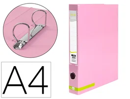 Liderpapel Carpeta de 2 anillas 25 mm A4 forrado color system con ollao y tarjetero rosa