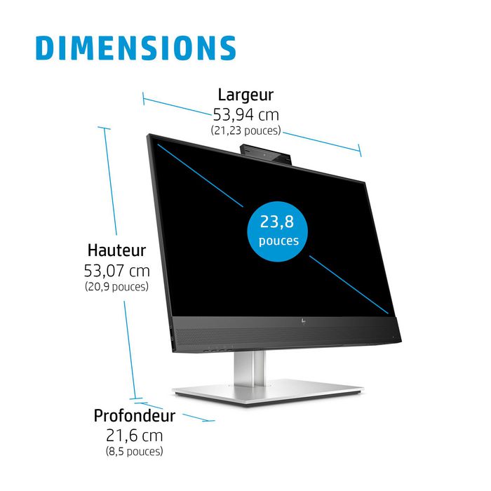 HP M24f - Monitor 23.8 Pulgadas Full HD IPS Webcam 5MP, Altavoces, Altura y Pivote Ajustables, HP Eye Ease, EPEAT, Reciclado
