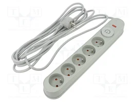 PLASTROL Regleta de alimentación de 5 tomas con cable de 5m