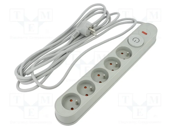 PLASTROL Regleta de alimentación de 5 tomas con cable de 5m PLASTROL Regleta de alimentación de 5 tomas con cable de 5m