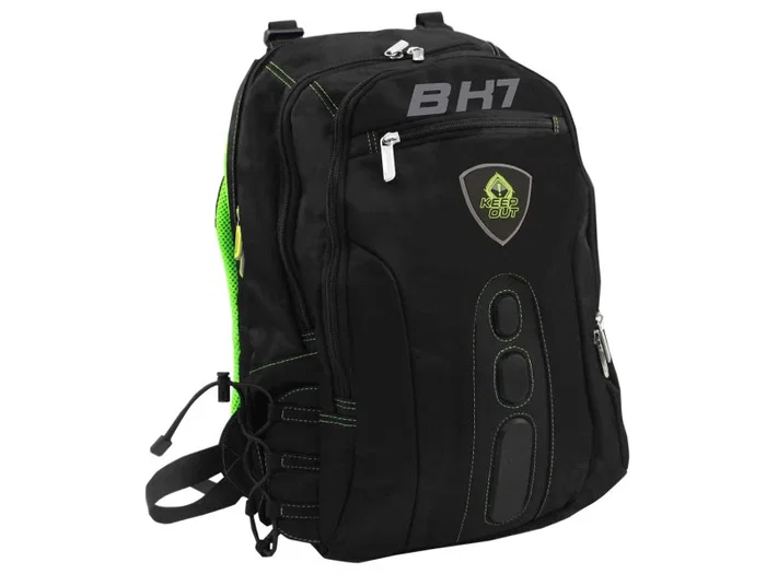 KeepOut BK7G Mochila Gaming para Portátil 15.6", Negro y Verde, Nylon, Compartimento Acolchado, Soporte para Botellas