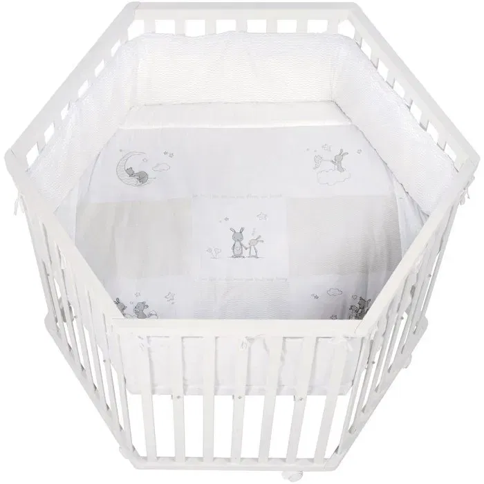Roba Parque Infantil Hexagonal ROB4005317286730 FOX & BUNNY Ajustable con Ruedas Lacado Blanco Desde Nacimiento hasta 15 kg Roba Parque Infantil Hexagonal ROB4005317286730 FOX & BUNNY Ajustable con Ruedas Lacado Blanco Desde Nacimiento hasta 15 kg