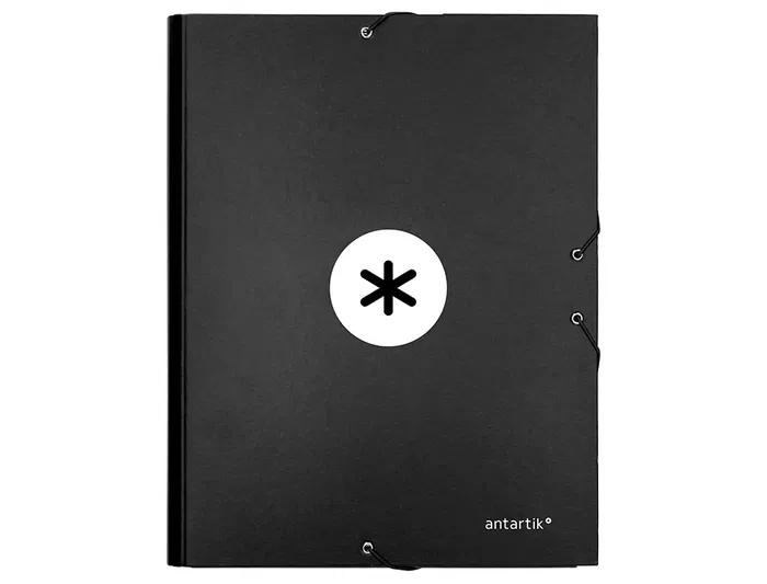 Antartik Carpeta Tres Solapas Cartón Forrado Negro DIN A4