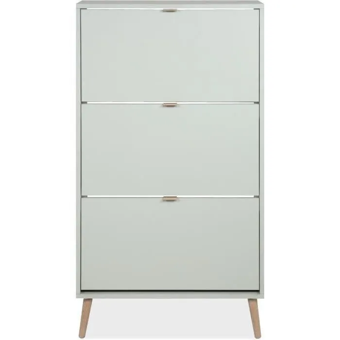 Zapatero VIGO 49A Verde pastel Patas de madera maciza 70 x 24 x 125 cm