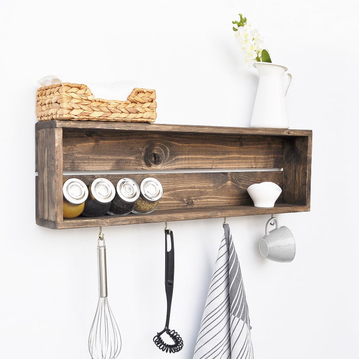 Hanah Home Aa072 Estantería de Cocina Madera de Abeto Nogal 70x21x10 cm