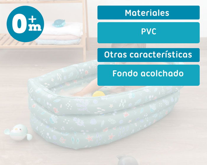 KioKids Bañera Hinchable Verde Salvia para Bebé +0 Meses 30 x 52 x 78 cm