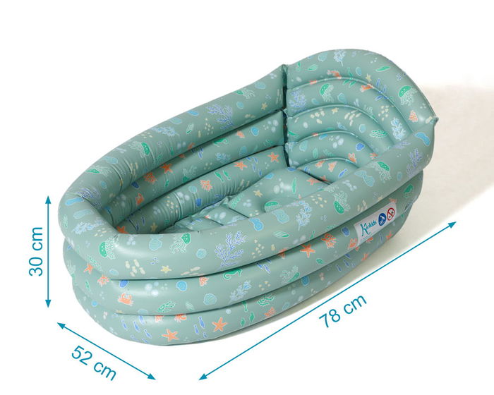 KioKids Bañera Hinchable Verde Salvia para Bebé +0 Meses 30 x 52 x 78 cm