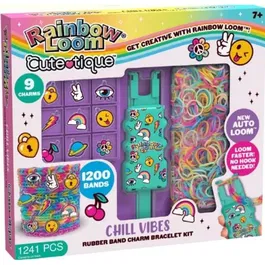 Bandai Rainbow Loom Cute Tique Kit para Hacer Pulseras de Gomas Elásticas con 1200 Gomas y Accesorios