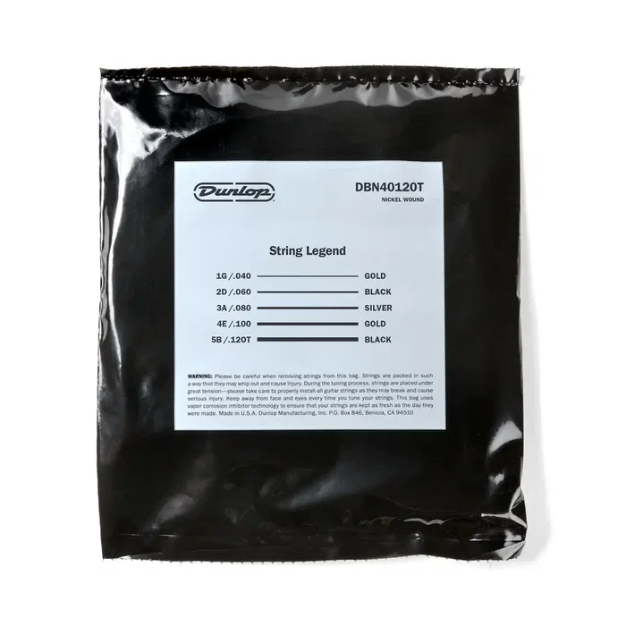 DUNLOPST Nickel Tapered Set de 5 Cuerdas para Guitarra Eléctrica Calibre 40-120 con Púa