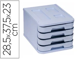 Faibo Fichero Cajones Sobremesa Plástico Reciclable 4 Cajones Azul Pastel 28.5x37.5x23 cm