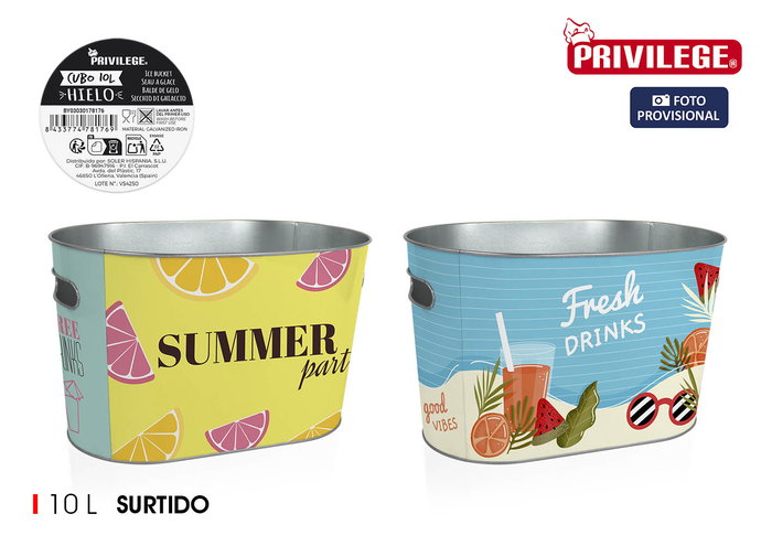 Inde Cubo de Hielo Oval Privilege de 10 Litros - Capacidad 10L, Medidas 32.7 x 19.5 x 20 cm (8 Unidades) Inde Cubo de Hielo Oval Privilege de 10 Litros - Capacidad 10L, Medidas 32.7 x 19.5 x 20 cm (8 Unidades)