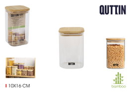 Quttin Tarro Boro Cuadrado con Bambú 1200ml (Pack de 12)