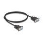 DeLOCK Cable serie RS-232 DB-9 hembra a hembra 1 m, Negro, contacto chapado en oro, PVC, D-Sub9