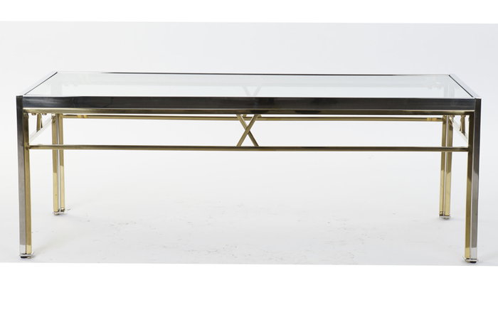 DKD Home Decor Mesa de Centro de Acero y Cristal Plateada