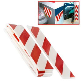 Geko Panel Autoadhesivo Anti Golpes Garajes/Parkings 24 x 50 cm, 2 Unidades Blanco/Rojo