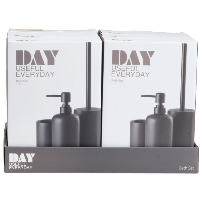 Day Juego De Baño 3 Piezas Negro Vaso Dispensador Jabón Escobilla WC