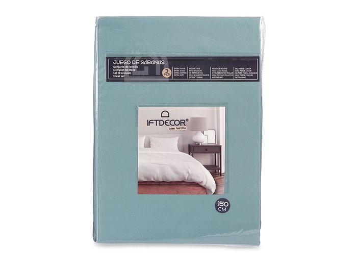 Giftdecor Juego de 3 Sábanas de 150 cm, Verde Menta - Incluye Encimera 220x245 cm, Bajera 150x200 cm y Funda de Almohada 45x70 cm (Set de 12)