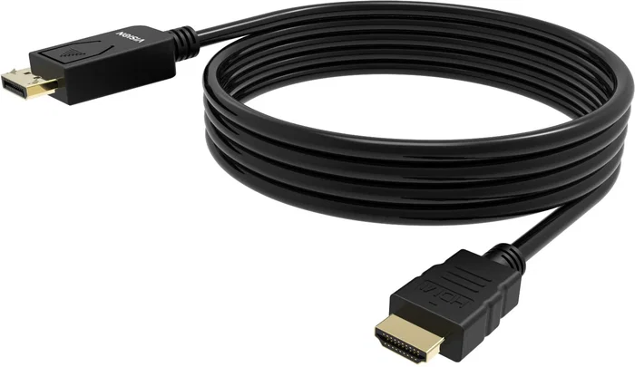 Vision TC 2MDPHDMI/BL Cable Adaptador DisplayPort a HDMI 2 m, 4K 30Hz, HDMI 2.0, DP 1.3, Chapado en Oro, Plug and Play, Negro