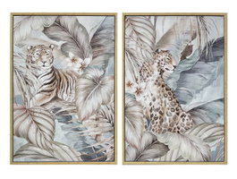 DKD Home Decor Set de 2 Cuadros de Lienzo Selva Tropical 70x100 cm