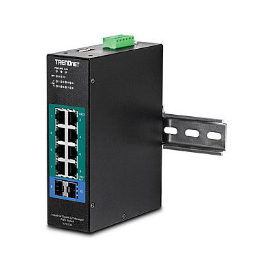 TRENDnet TI-PG102i Switch Industrial Gestionado L2, 8 Puertos Gigabit PoE+, Montaje Carril DIN, 2 SFP