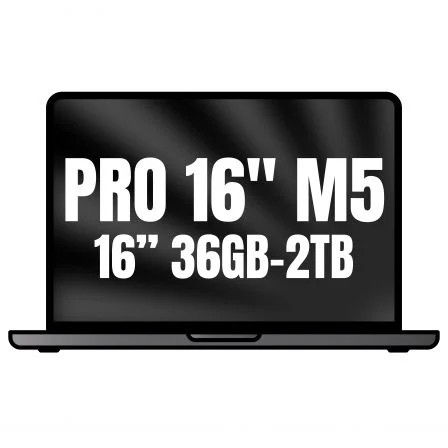Apple MacBook Pro 16.2" con chip M5 Max, 18-Core CPU, 36GB RAM, 2TB SSD, 32-Core GPU, Negro Espacial, macOS Tahoe, ref. MGED4Y/A Apple MacBook Pro 16.2" con chip M5 Max, 18-Core CPU, 36GB RAM, 2TB SSD, 32-Core GPU, Negro Espacial, macOS Tahoe, ref. MGED4Y/A