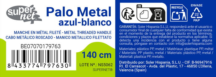 Inde Palo Metal Azul/Blanco 140 cm Supernet (12 Unidades) Inde Palo Metal Azul/Blanco 140 cm Supernet (12 Unidades)