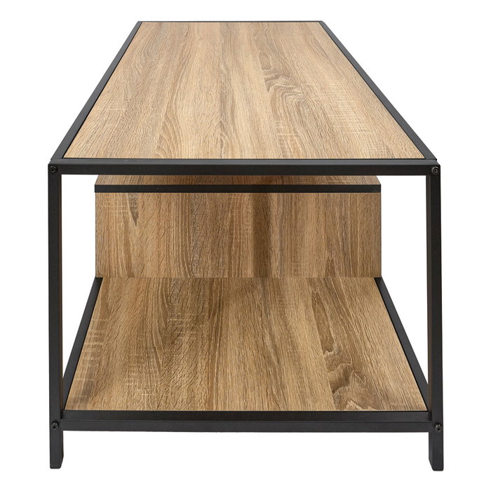 Home Deco Factory Mesa de Centro Edison Industriel Hierro y Madera de Partículas Negro 90x55 cm