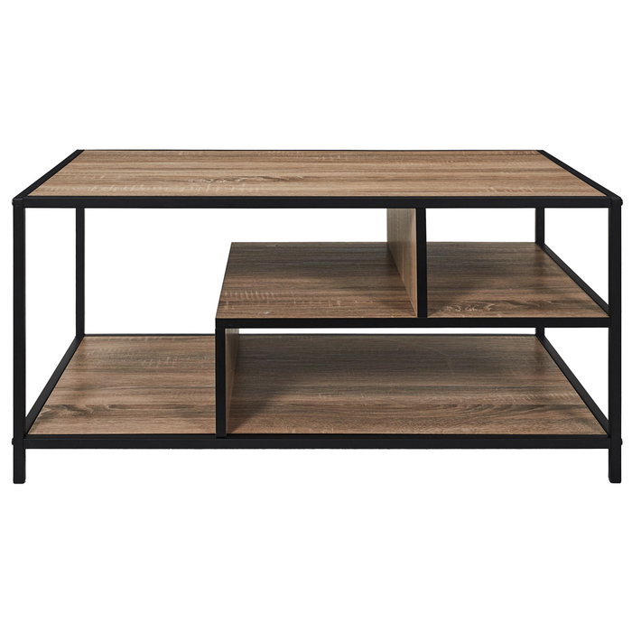 Home Deco Factory Mesa de Centro Edison Industriel Hierro y Madera de Partículas Negro 90x55 cm