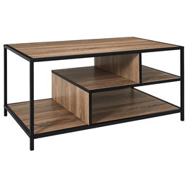 Home Deco Factory Mesa de Centro Edison Industriel Hierro y Madera de Partículas Negro 90x55 cm