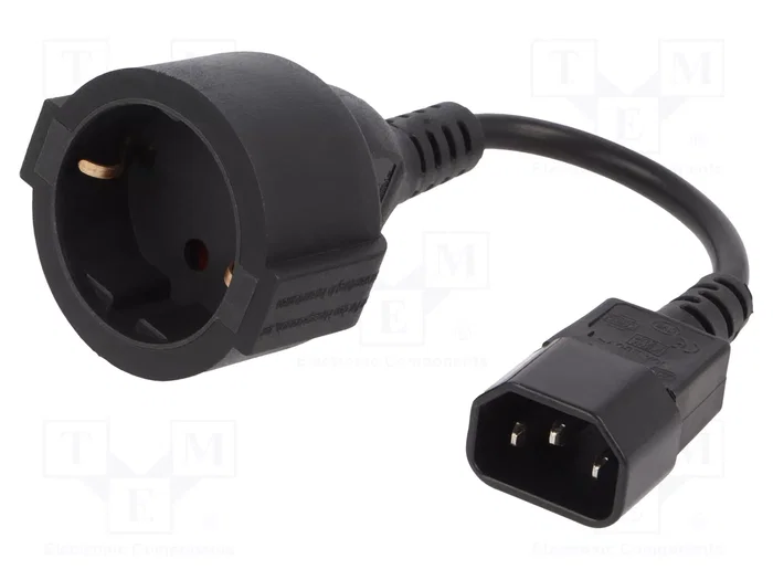 Gembird Cable de Alimentación Schuko Hembra a IEC C14 Macho Negro 0.15 m PC-SFC14M-01