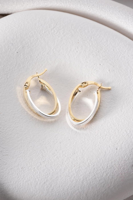 Heliophilia Silver NRZ1000149 Pendientes de Plata de Ley con Acabado en Oro y Rodio, 1.5 x 2.5 cm
