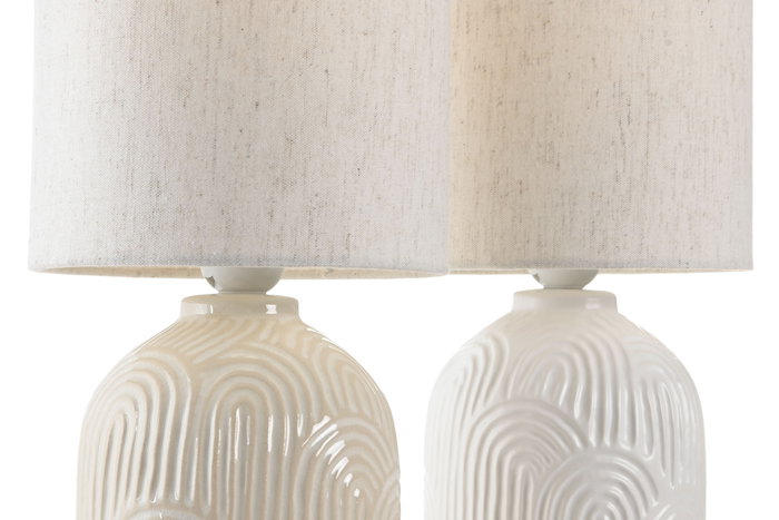 DKD Home Decor Lámpara de Sobremesa Urban - Blanco/Beige, 34 cm Alto, E27, Cerámica y Poliéster (Pack de 6 Unidades) DKD Home Decor Lámpara de Sobremesa Urban - Blanco/Beige, 34 cm Alto, E27, Cerámica y Poliéster (Pack de 6 Unidades)