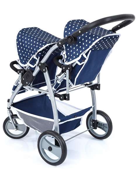 Reig Coche de Muñecas Gemelos Twin Tandem (Blue) 73x63x46 cm