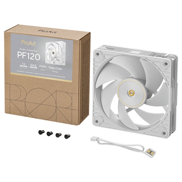 ASUS ProArt PF120 Ventilador de Caja 120mm PWM Blanco - 3000 RPM, 104.8 CFM, FDB