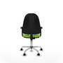 Silla de oficina Algarra con mecanismo Contacto permanente básico tapizada con Tela color Pistacho. Equipada con Base cromada, Brazos 2D y Ruedas de parqué
