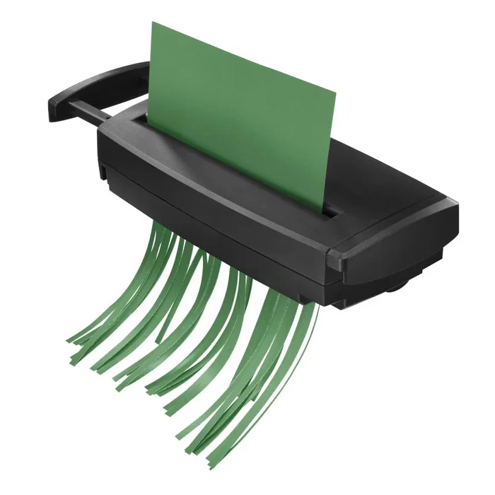 Hama Classic S60 Destructora de Papel Manual - 180W, Corte en Tiras, Ancho 22 cm, Capacidad 6 Hojas, Nivel de Ruido 74 dB, Negro - Destruye Grapas y Tarjetas