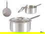 Kinvara Cazo de Aluminio con Tapa Plata 20 cm, 3 L de capacidad, apto para Gas y Horno (Set de 10)