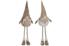 DKD Home Decor Figuras de Gnomo en Poliéster, Surtido de 2 Unidades, Beige y Blanco